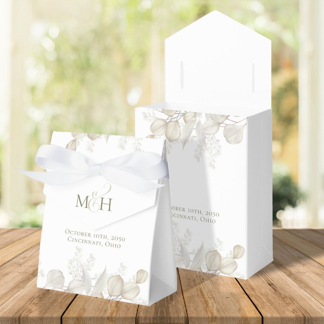 Botanische Hochzeit Watercolor Greenerity Sage Gre Geschenkschachtel (Elegant sage green greenery and foliage wedding favor box)