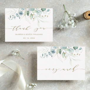 Botanische Hochzeiten mit Gold und Grün Vielen Dan Dankeskarte