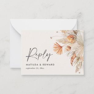 Botanische Hochzeitpampas-Gras-Antwort-UAWG Mitteilungskarte