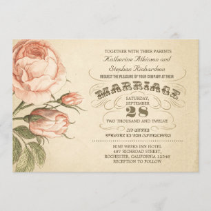 botanische Hochzeitseinladung der Vintagen rosa Einladung