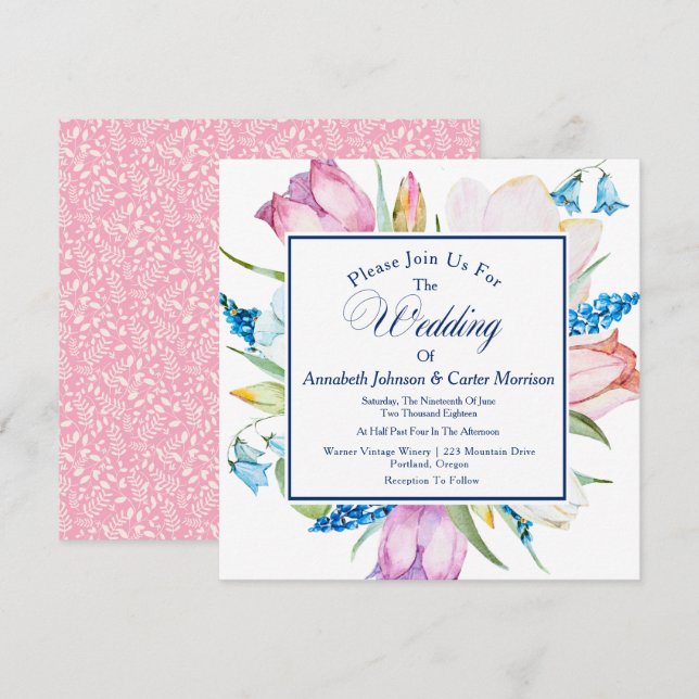 Botanische Hochzeitseinladung Einladung (Vorne/Hinten)