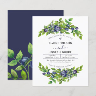 Botanische Hochzeitseinladung für Heidelbeeren