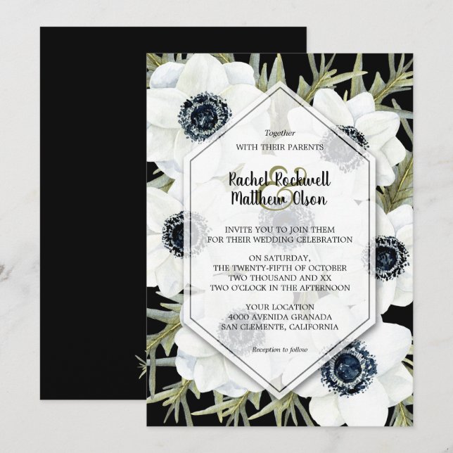 Botanische Hochzeitseinladungen für Wasserfarben (Vorne/Hinten)