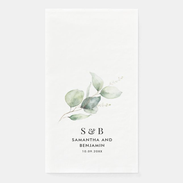 Botanische Hochzeitsempfehlung für Eukalyptus Mono Serviette (Vorderseite)
