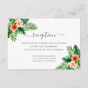 Botanische Hochzeitsempfehlung für tropisches Wass Begleitkarte