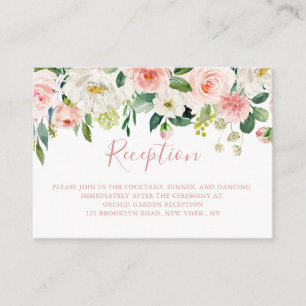 Botanische Hochzeitsempfehlung in Rosa Begleitkarte