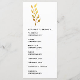 Botanische Hochzeitsfeier mit einfachem Goldleder Programm