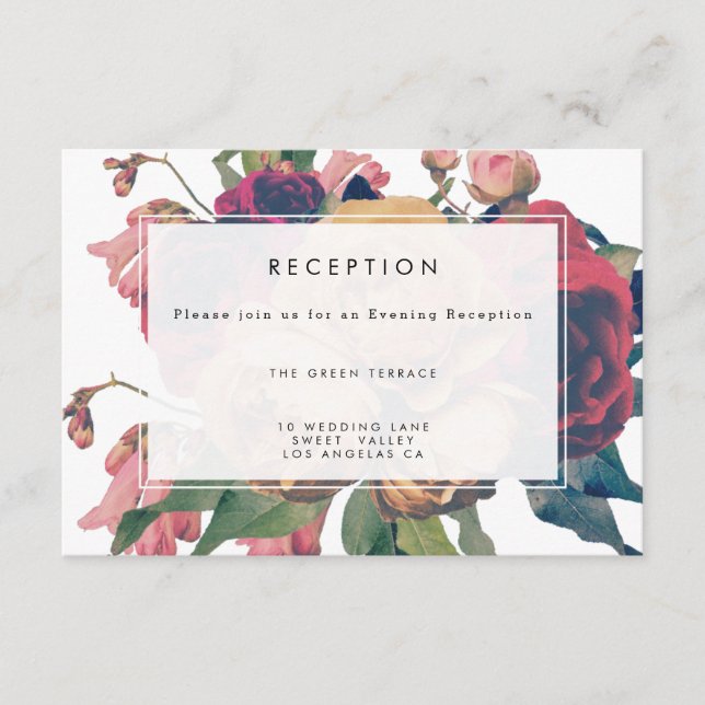 Botanische Hochzeitskarte für antike Botanische Fe Begleitkarte (Vorderseite)