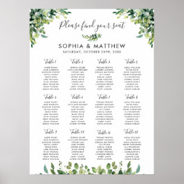Botanische Hochzeitskarte für Grünpflanzen Poster