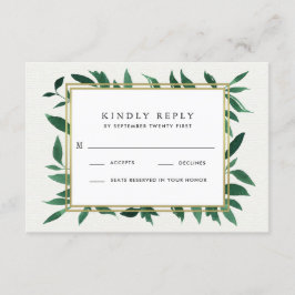 Botanische Hochzeitskarten für Grüne Wasserfarben RSVP Karte