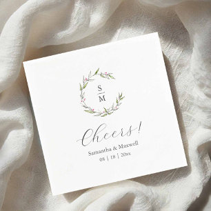 Botanische Hochzeitsmonogramm-Servietten Serviette