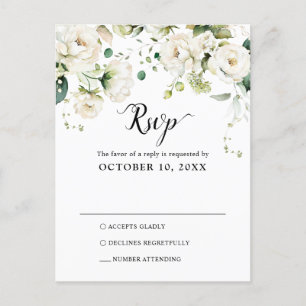 Botanische Hochzeitspos von Weißem Elfenbein-Rose Postkarte
