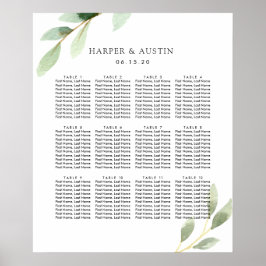 Botanische Hochzeitstabelle für Grünfolien Poster