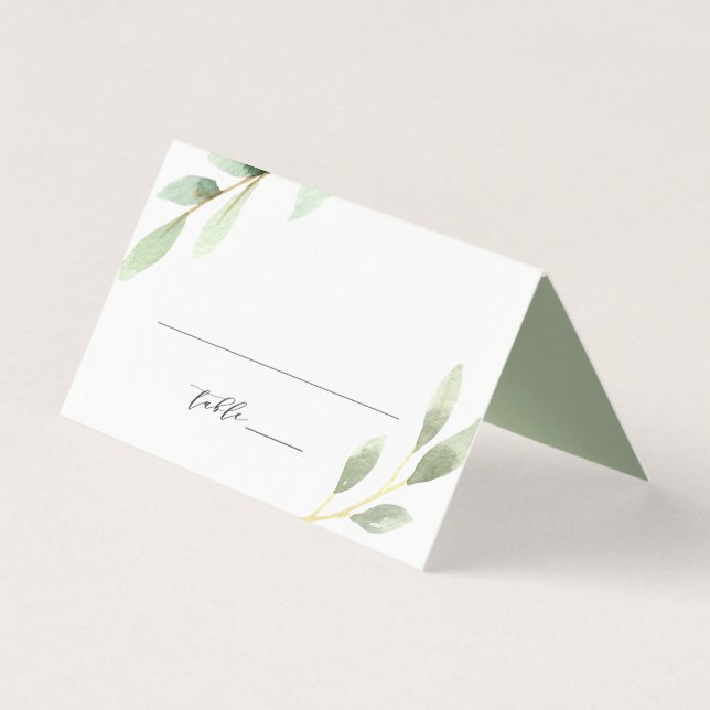 Botanische Hochzeitstisch-Platzkarte der grünen Fo (Vorderseite)