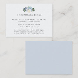 Botanische Hochzeitsunterkünfte in hellblau Begleitkarte