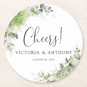 Botanische Hortensien Hochzeits Cheers Runde Unter Runder Pappuntersetzer