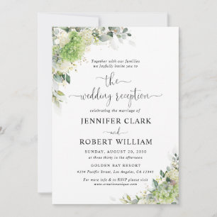Botanische Hortensien-Hochzeitsempfangs-Einladung Einladung