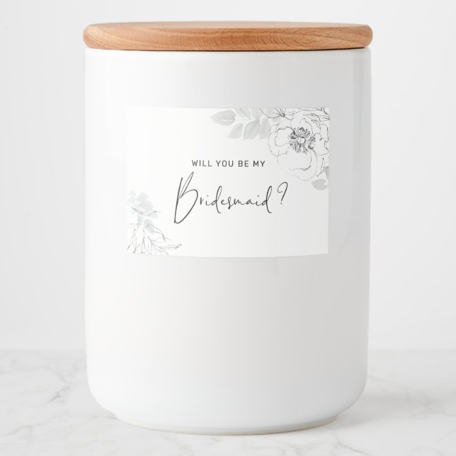 Botanische Illustration Bridesmaid Candle Label Lebensmitteletikett (Vorderseite)