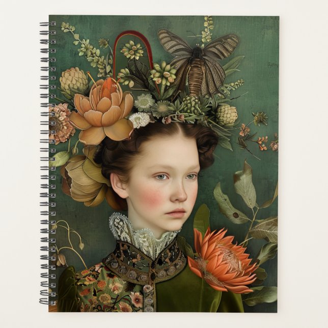 Botanische Illustration Lady and Blume Planer (Vorderseite)