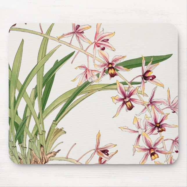 Botanische Illustration mit Orchideen, Mauspad (Vorne)