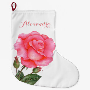 Botanische Illustration Rosa Großer Weihnachtsstrumpf