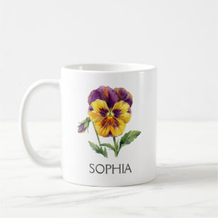Botanische Illustrations-Tasse - Gelbe Stiefmütter Kaffeetasse