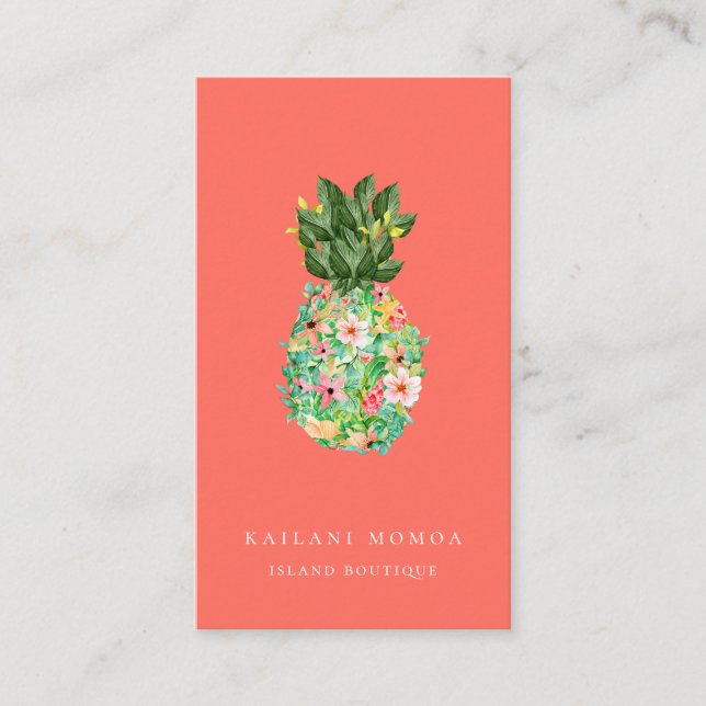 Botanische Insel-Ananas-Koralle Visitenkarte (Vorderseite)