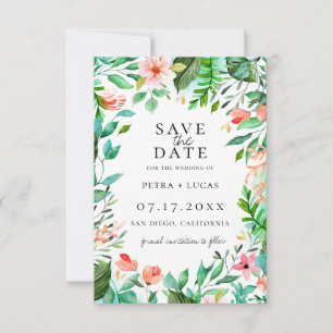 Botanische Insel Korallen Blumen Save The Date Ankündigung