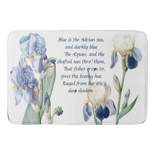 Botanische Iris-BlumenBlumen-Gedicht-Bad-Matte Badematte (Vorderseite)