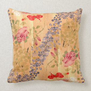 Botanische Japanwisteria-Rosen-Blumen-Blumenkissen Kissen