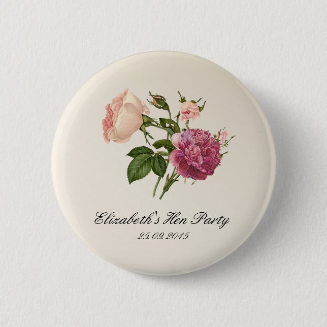 Botanische Junggeselinnen-Abschieds-mit Button (Vorderseite)