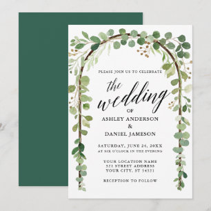 Botanische Kalligrafie-Hochzeit des Watercolor Einladung