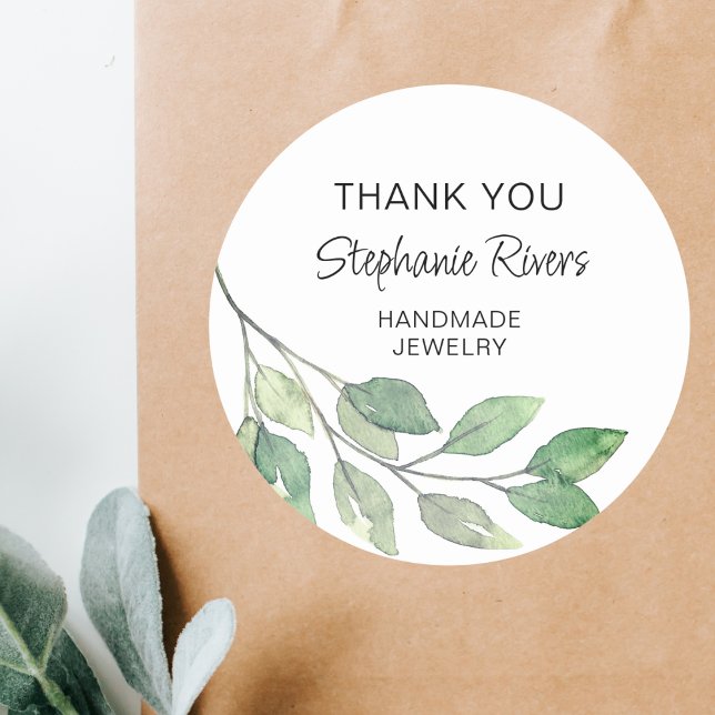 Botanische Kalligraphie Jeweler Vielen Dank Runder Aufkleber (Von Creator hochgeladen)