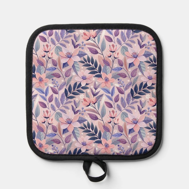 Botanische KI-Blumentöpfchen für moderne Küchen Topflappen (Vorderseite)