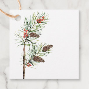 Botanische Kiefernzweig und Berries Holiday-Gesche Geschenkanhänger