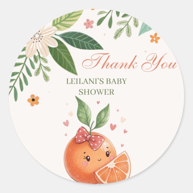 Botanische Kleine Süsse Orange Citrus Thema Runder Aufkleber (Vorderseite)