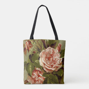 Botanische Kohl-Rosen-Blumen-Blumentasche Tasche