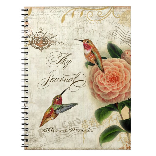 Botanische Kolibri-personalisierte Zeitschrift Notizblock (Vorderseite)
