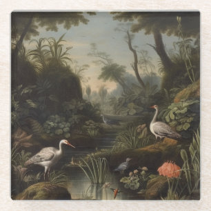Botanische Kranszene in der Nähe eines Flusses Glasuntersetzer