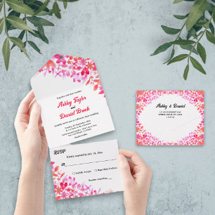 Botanische Kranzblütenhochzeit im eleganten Waterc All In One Einladung