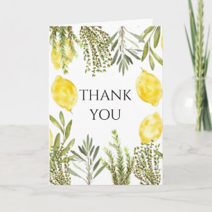 Botanische Kräuter Zitronen Aquarell Danke Einladung