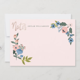 Botanische Kreidenotizen in Rosa und Blau Mitteilungskarte
