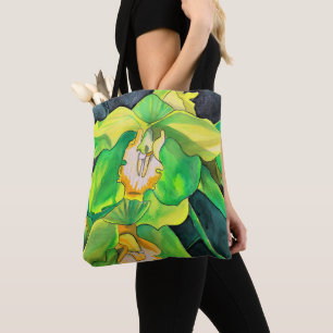Botanische Kunst der grünen Orchideen Tasche