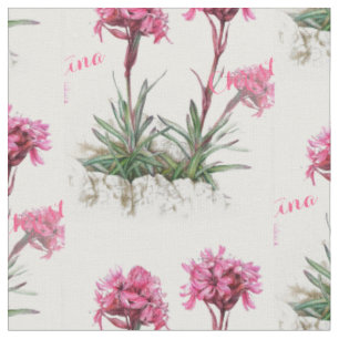 Botanische Kunst des alpinen Pechnelkenrosas Stoff