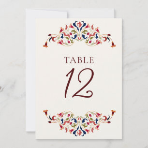 Botanische Kunst Florale Paisley-Hochzeit Tischnum Einladung