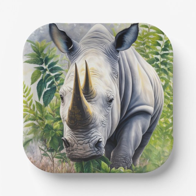 Botanische Kunst im Weißen Rhino Pappteller (Vorderseite)