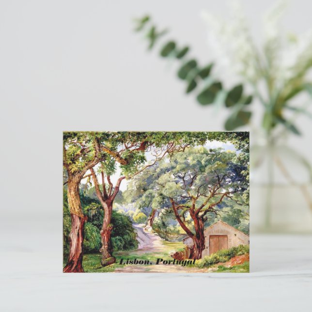 Botanische Kunst: Korkbäume in Cintra bei Lissabon Postkarte (Stehend Vorderseite)