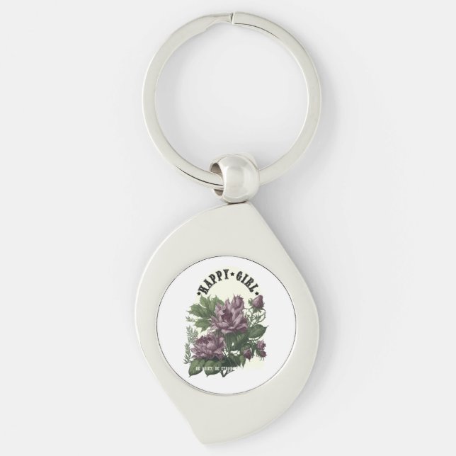 Botanische Kunst mit Zitat. Schlüsselanhänger (Vorderseite)