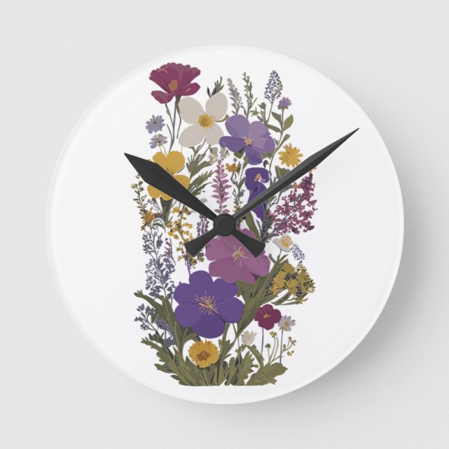 Botanische Kunst Runde Wanduhr (Vorderseite)