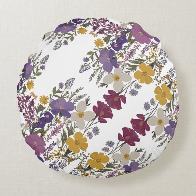 Botanische Kunst Rundes Kissen (Vorderseite)